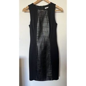 Trina Turk Black Leather Front Sleeveless Dress Size 0
